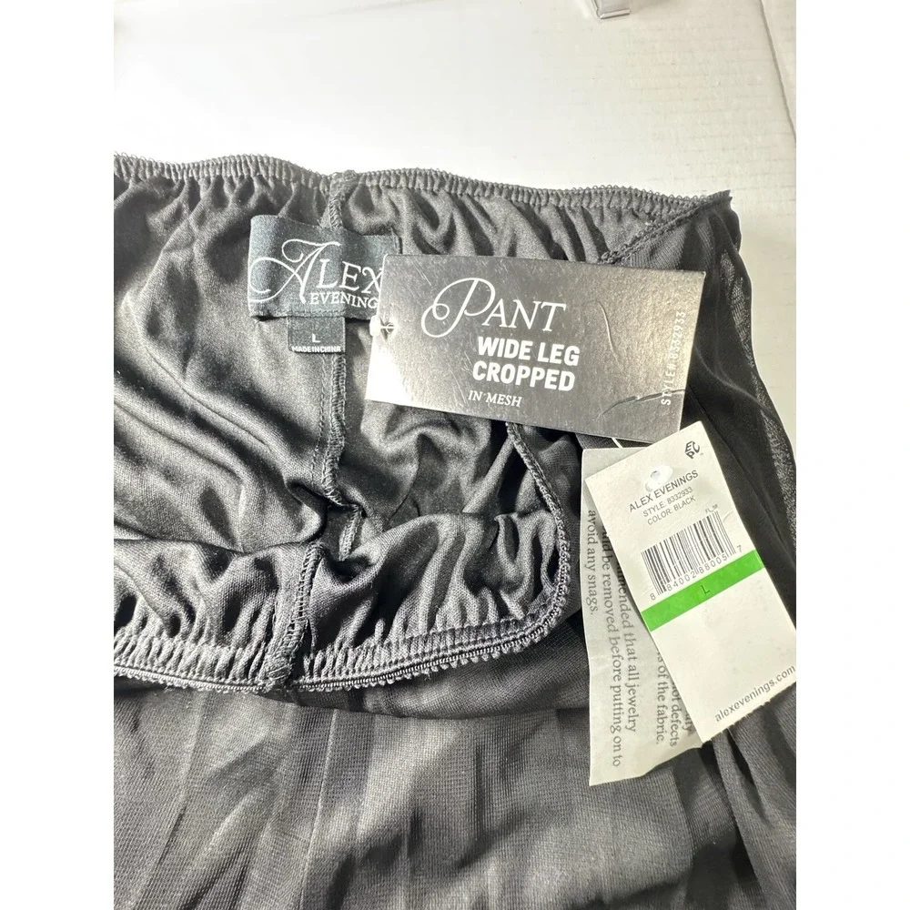 Alex Evenings NEW‎ Sheer Wide-Leg Crop Pants Large Mesh Black event wedding - Picture 5 of 5
